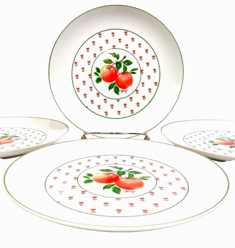 Set of 2 George Good Japan Vintage Porcelain Fabrizio Apple 7 5/8" Salad Plates